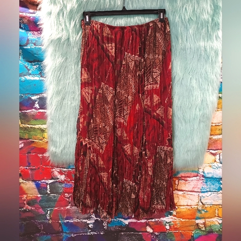 Ruby Rd Red And Tan Pattern Maxi Skirt Size 8 - image 1